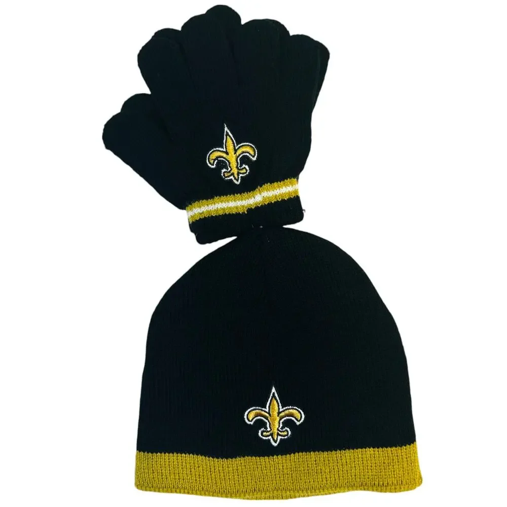 New Orleans Saints Beanie & Gloves Set Toddler 2-4T NFL Team Apparel